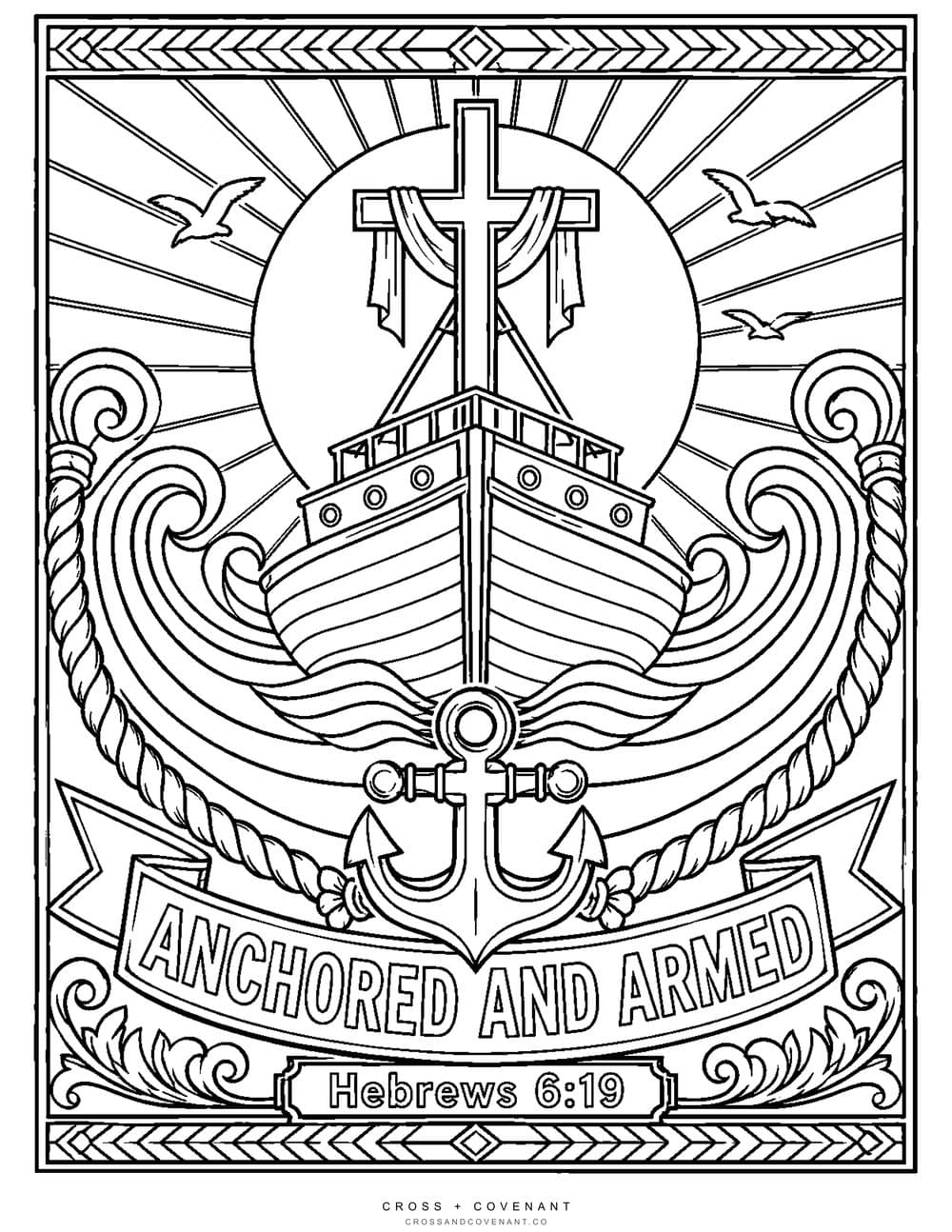 Anchored and Armed coloring page