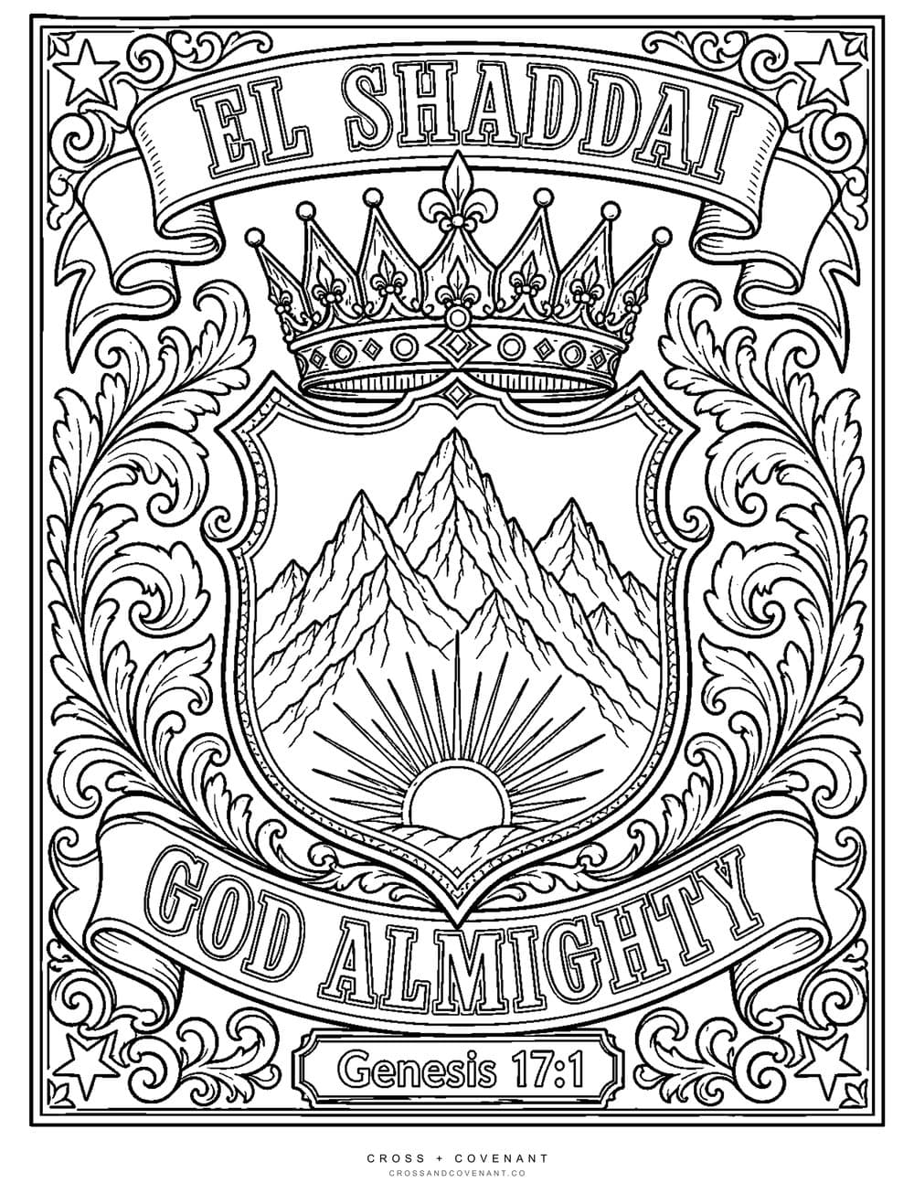 The El Shaddai coloring page, free with this long sleeve