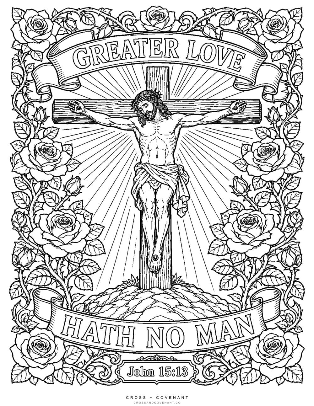 The Greater Love coloring page, free with this tee