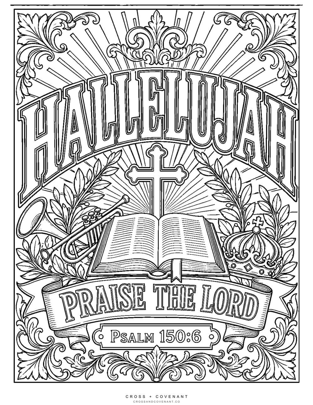 The Hallelujah coloring page, free with this hoodie