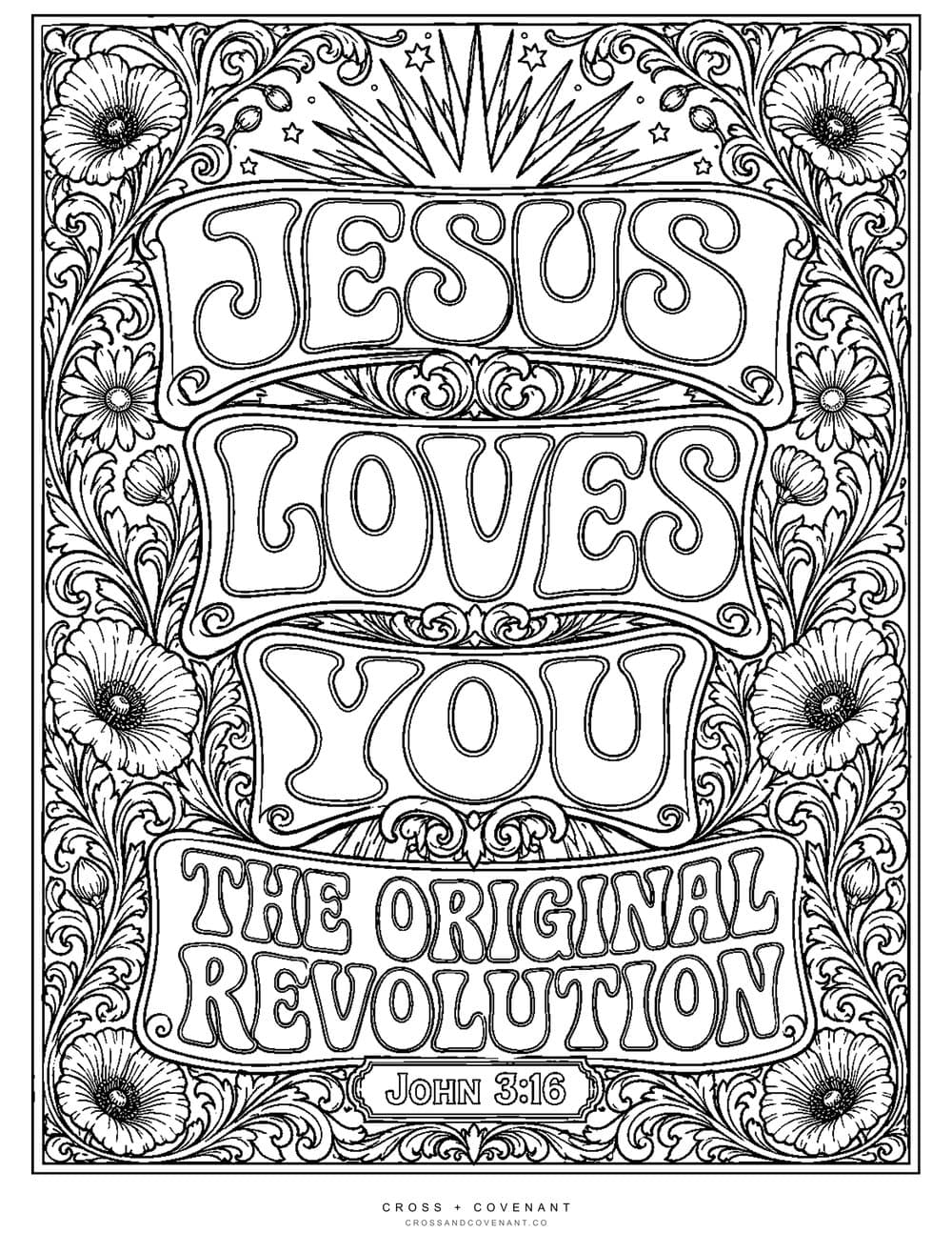 The Jesus Loves You, The Original Revolution coloring page, free with this tee