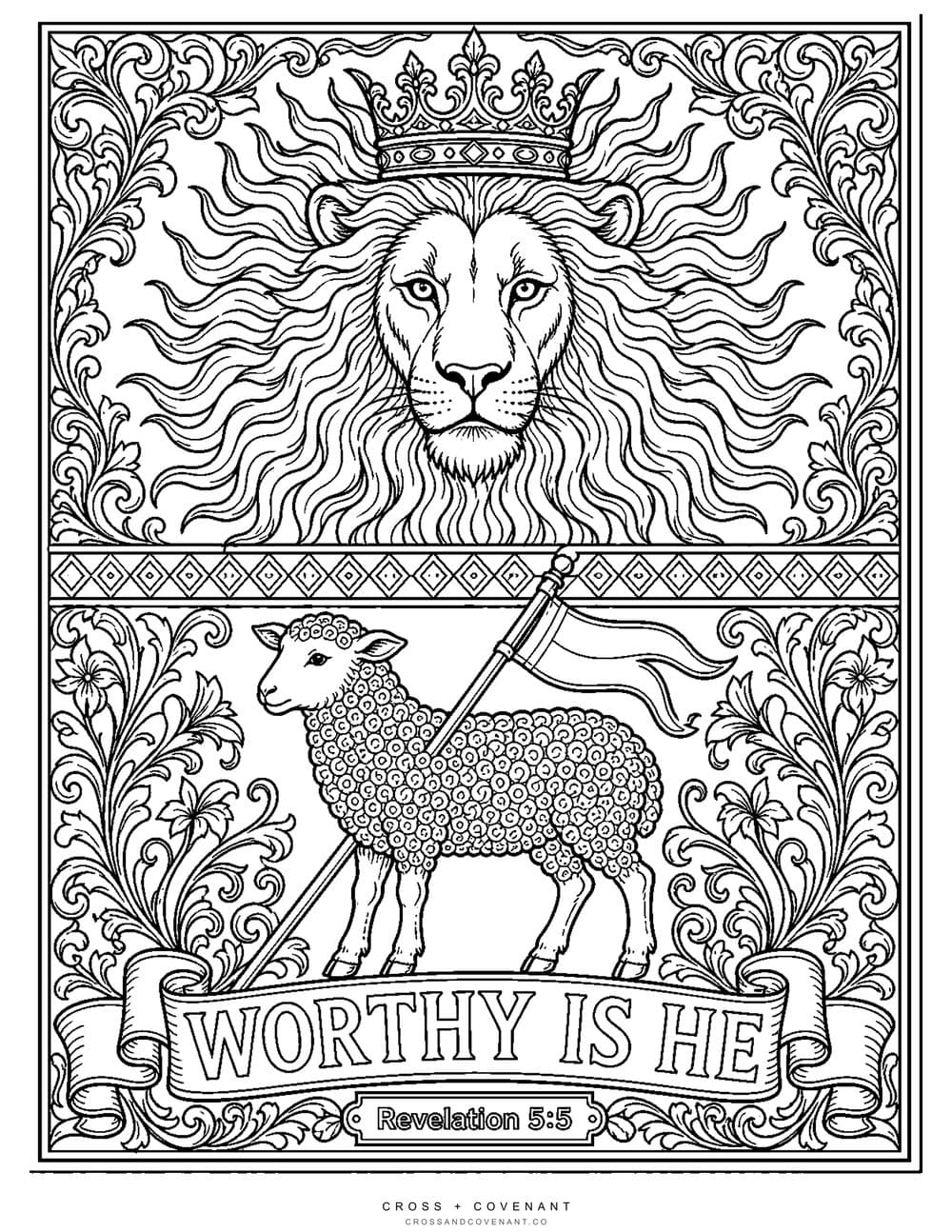 Lion and Lamb coloring page