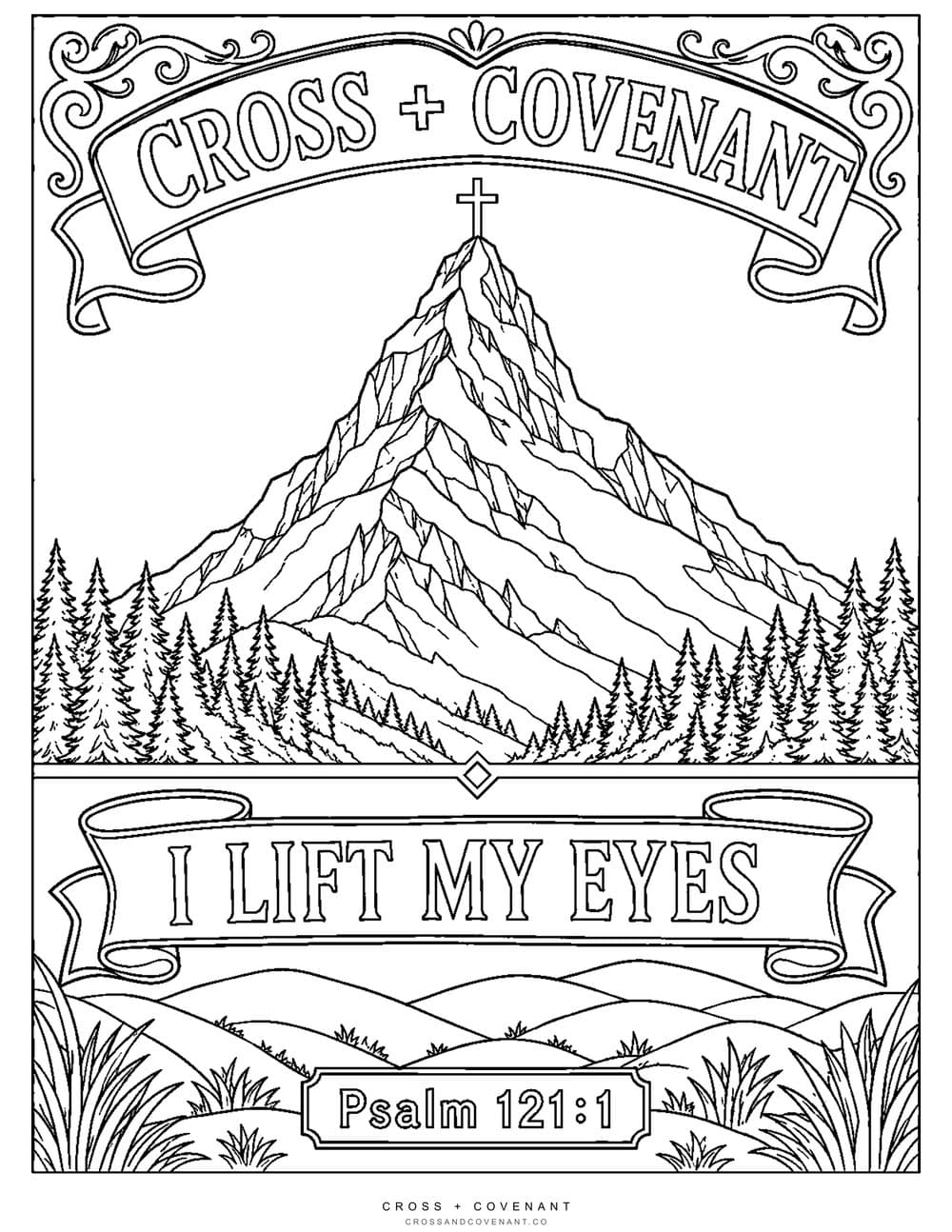 The The Mountain coloring page, free with this tee