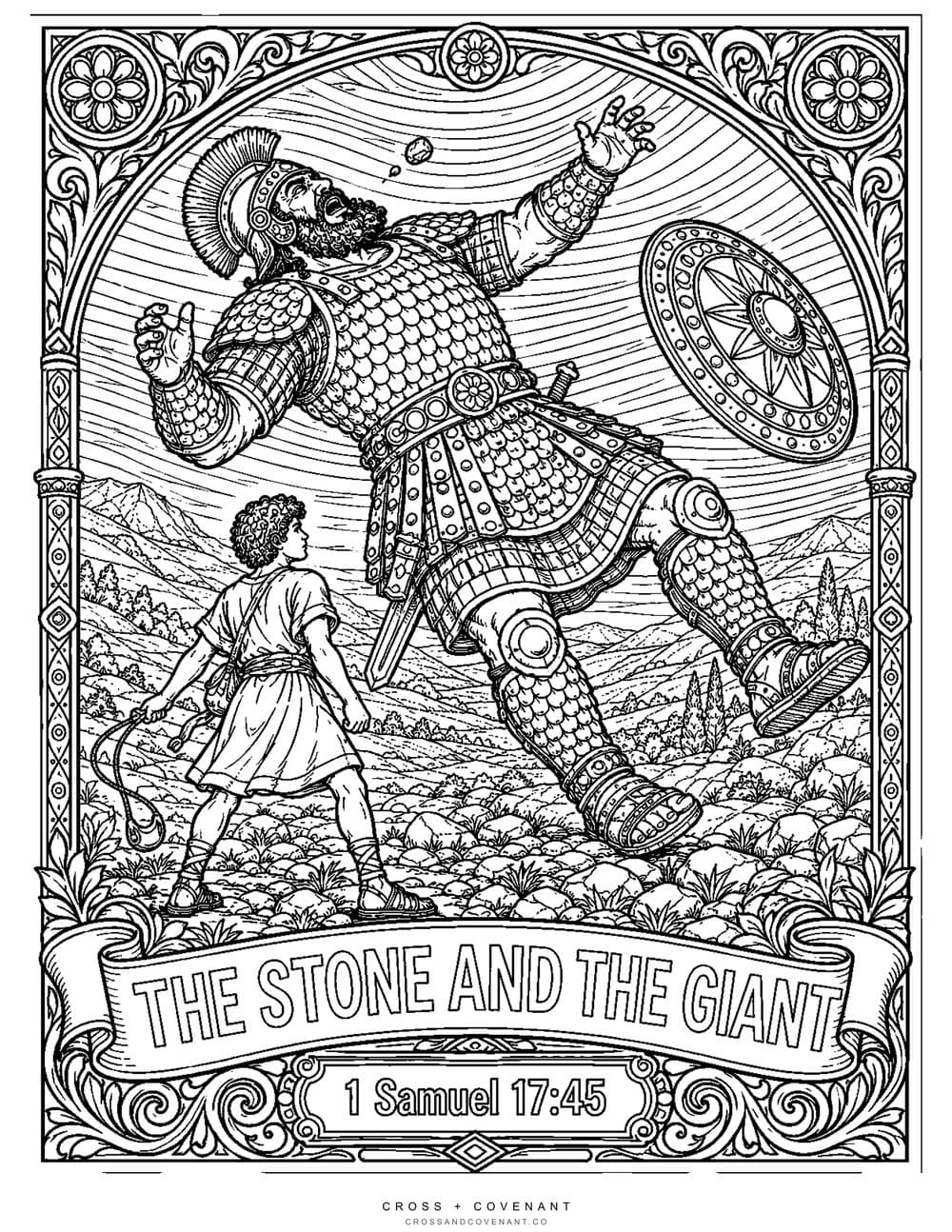 The The Stone and the Giant coloring page, free with this tee