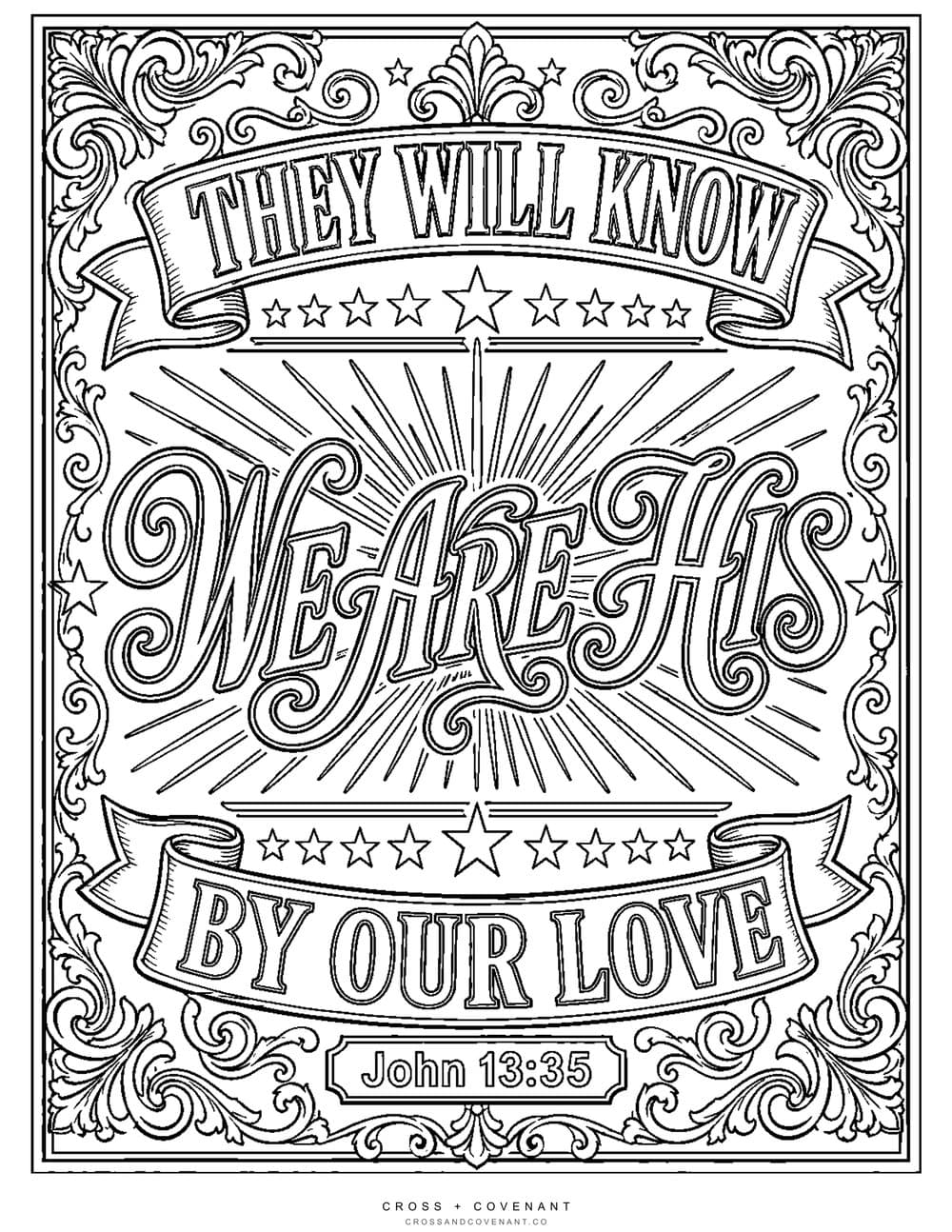 The They Will Know We Are His coloring page, free with this poster