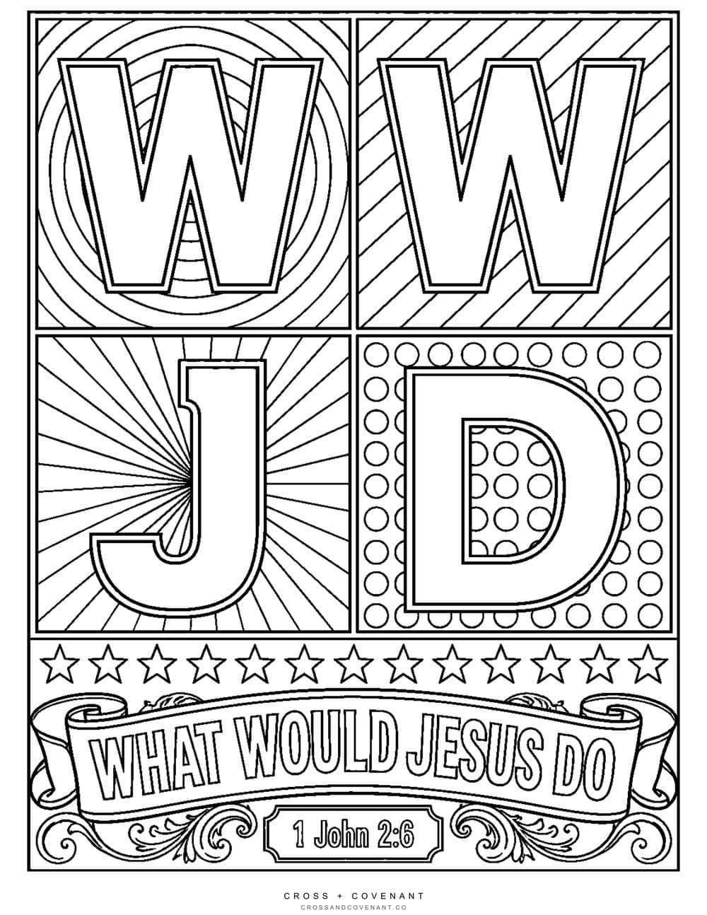 WWJD Pop Grid coloring page